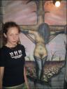 Annalena next to part of a cool mural in “Dream” Kolblenz