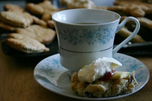 Tea accompanied by one of George's delicously successful date scones.
